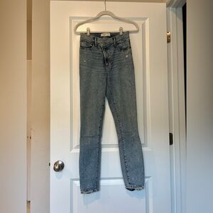 Abercrombie Skinny Ankle High Rise Distressed Cross Over Women's Blue Jeans 27